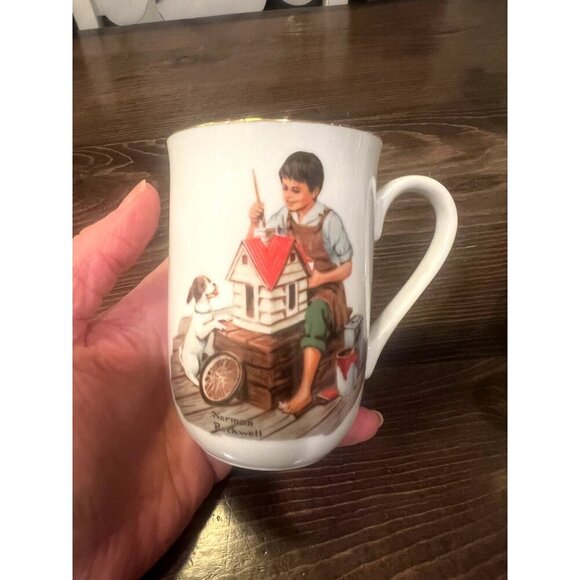 1982 Norman Rockwell Museum Coffee Mugs Cups White/Gold Trim Set of 6 Collection - Picture 13 of 16